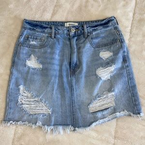 Distressed Denim Skirt